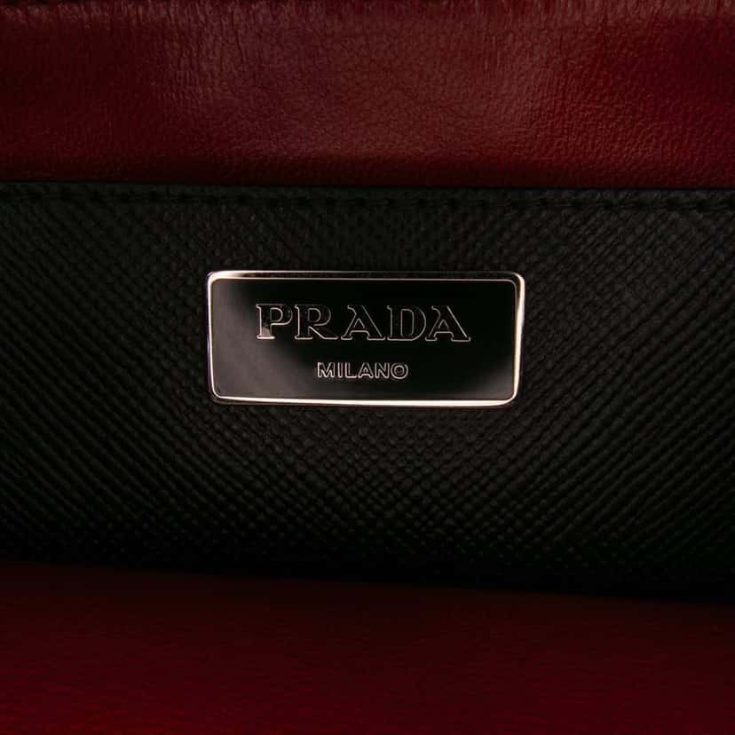 Prada Saffiano Cuir Turnlock Twin Satchel Black Leather Good condition - Box View