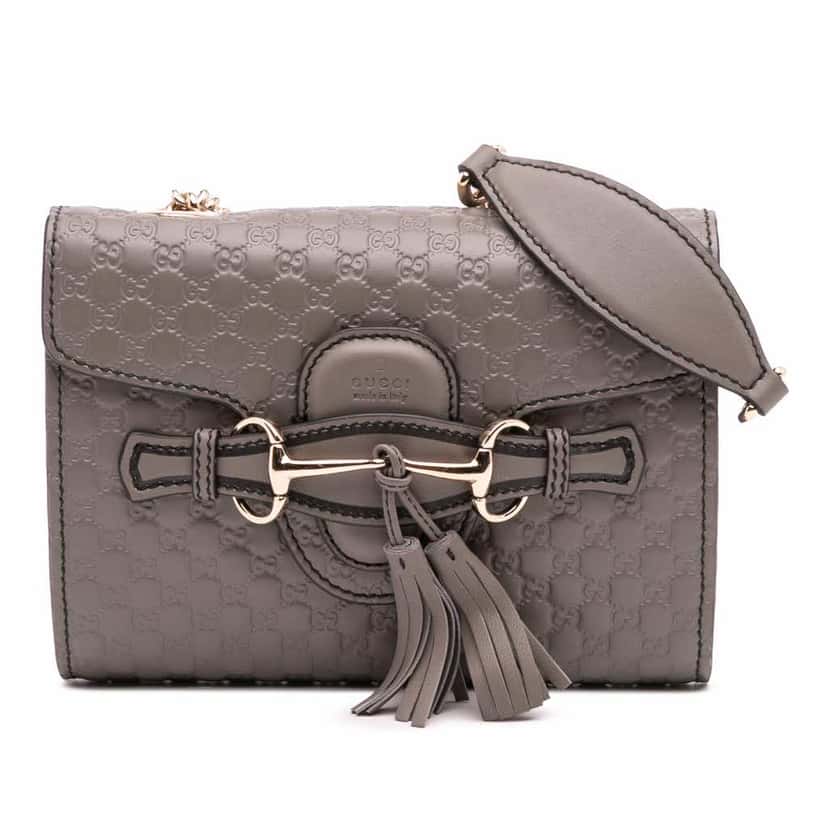 Gucci Mini Microguccissima Emily Crossbody Grey Leather Good condition - Front View