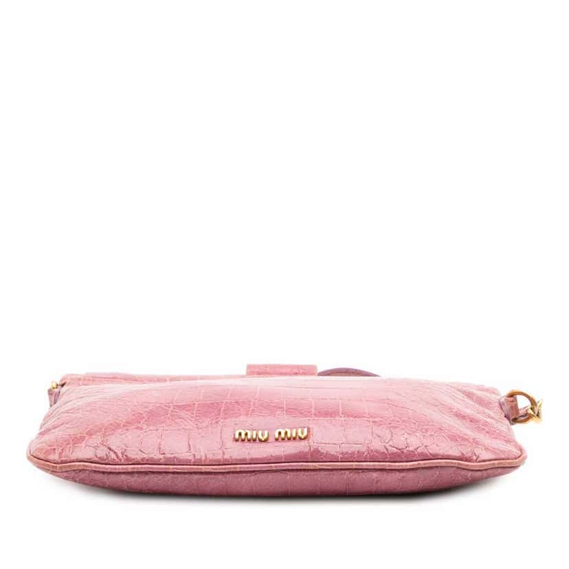 Miu Miu Croc Embossed Crackle Patent Crossbody Pink Leather Good condition - Inside View