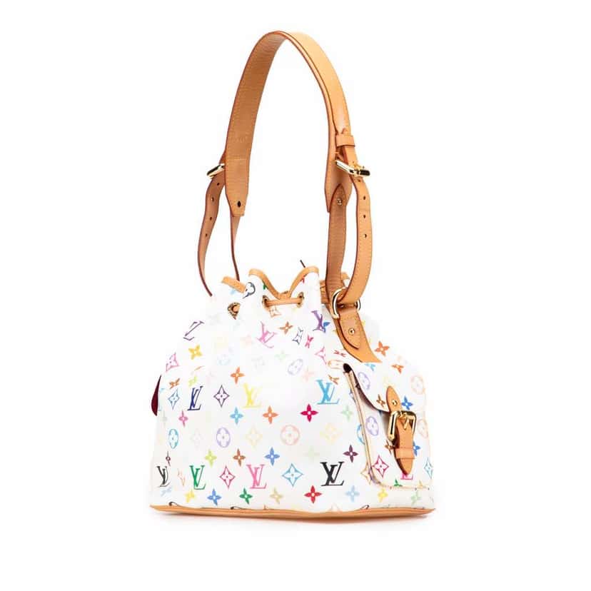 Louis Vuitton Monogram Multicolore Petit Noe White Canvas Good condition - Back View