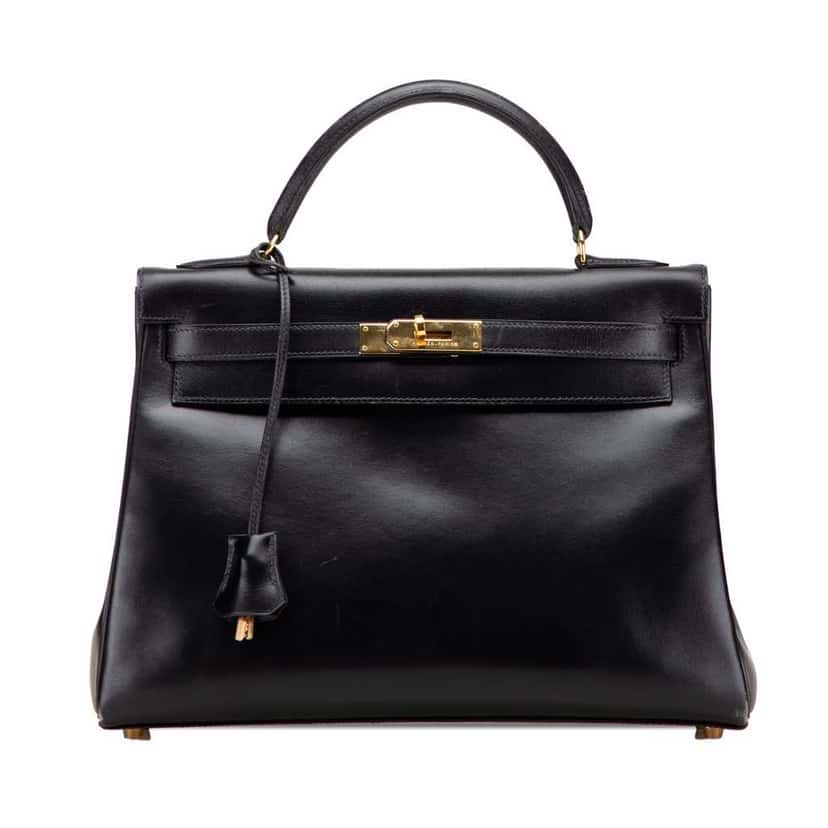 Hermès Box Calf Kelly Retourne 32 Black Leather Good condition - Front View