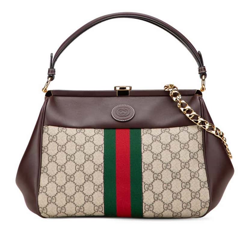 Gucci GG Supreme Ophidia Virgo Top Handle Bag Brown Canvas Good condition - Front View