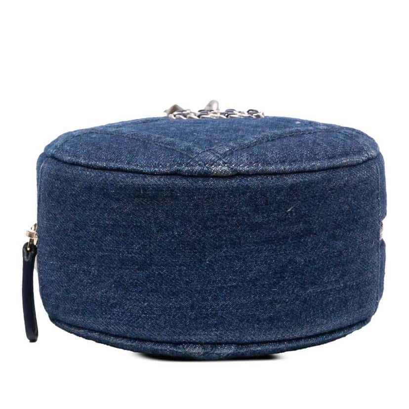Chanel Denim 19 Round Clutch with Chain Blue Denim Very good condition - Inside View