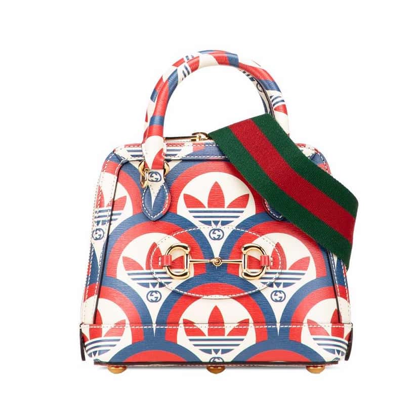 Gucci Adidas Mini Leather Horsebit 1955 Top Handle Bag Red Leather Good condition - Front View