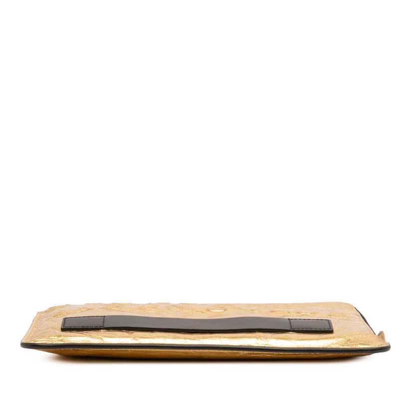 Chanel Metallic Lambskin Je Ne Suis Pas En Solde Clutch Gold Leather Very good condition - Inside View