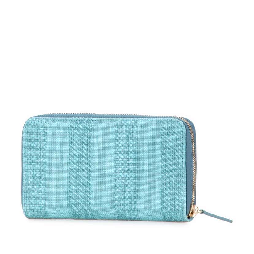 Chanel Tweed Deauville Continental Wallet Blue Tweed Good condition - Back View