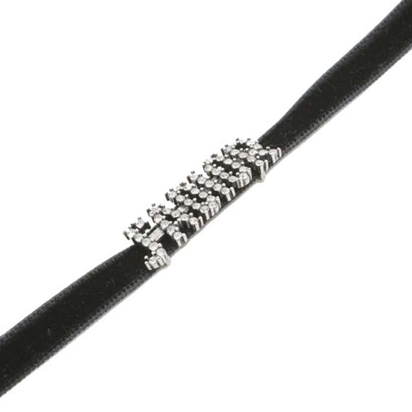 Dior Crystal and Velvet J Adior Choker Necklace Black Velvet Good condition - Model View