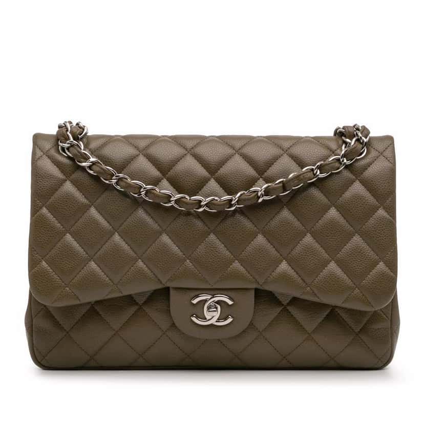 Chanel Jumbo Classic Caviar Double Flap Brown Leather Good condition - Front View