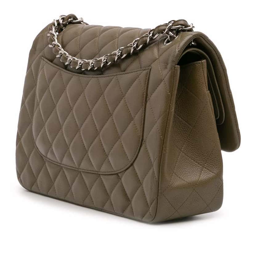 Chanel Jumbo Classic Caviar Double Flap Brown Leather Good condition - Back View