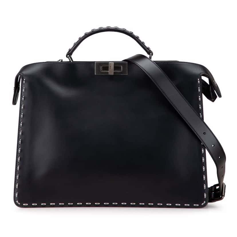 Fendi Studded Leather Peekaboo ISeeU Briefcase Black Leather Good condition - Front View
