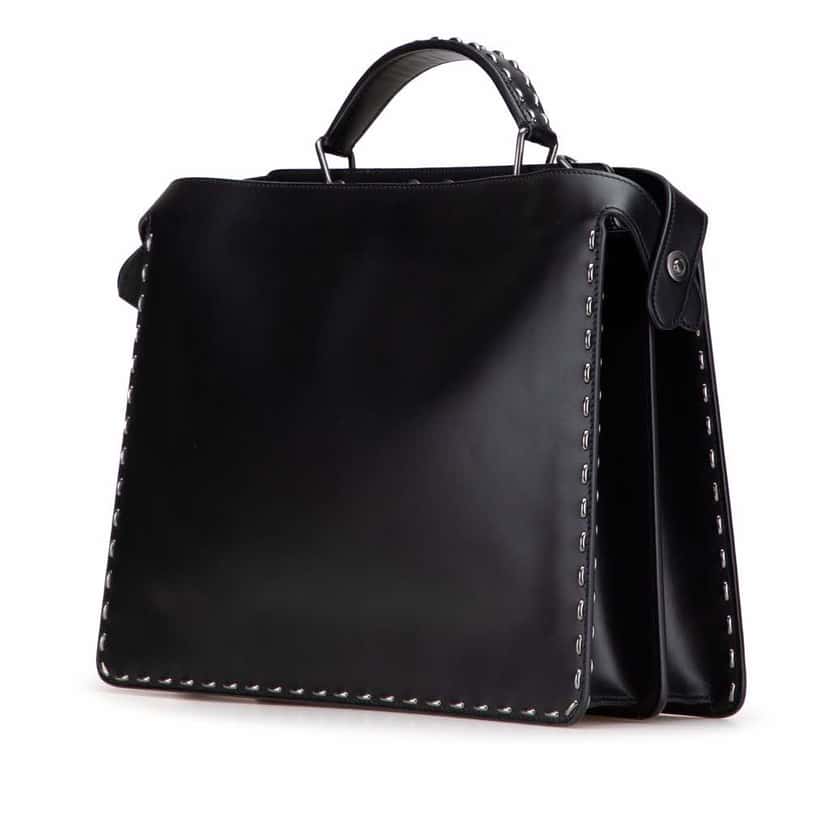 Fendi Studded Leather Peekaboo ISeeU Briefcase Black Leather Good condition - Back View