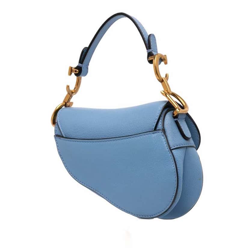 Dior Micro Goatskin Saddle Blue Leather Good condition - Back View