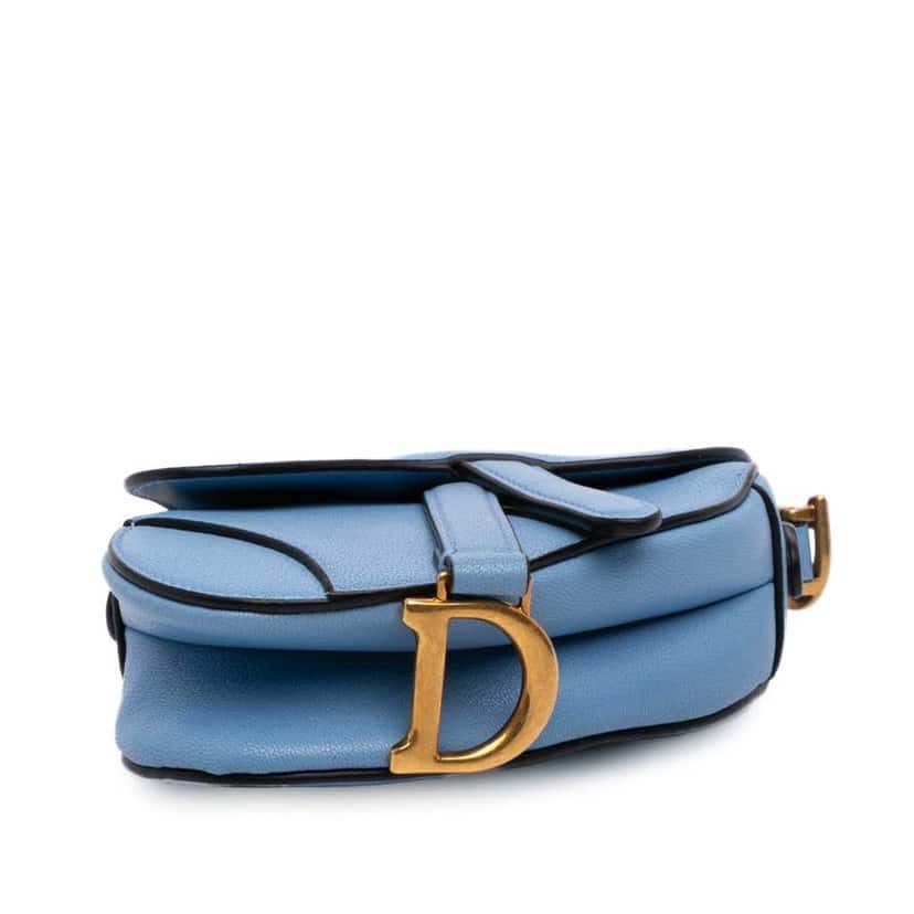 Dior Micro Goatskin Saddle Blue Leather Good condition - Inside View