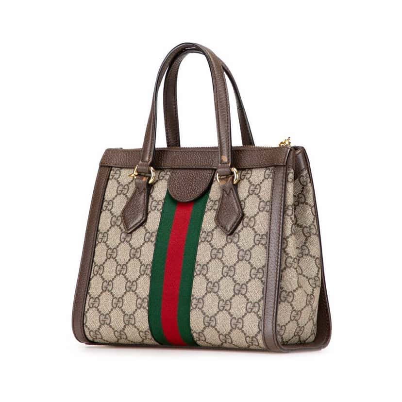 Gucci Small GG Supreme Ophidia Satchel Brown Canvas Good condition - Back View