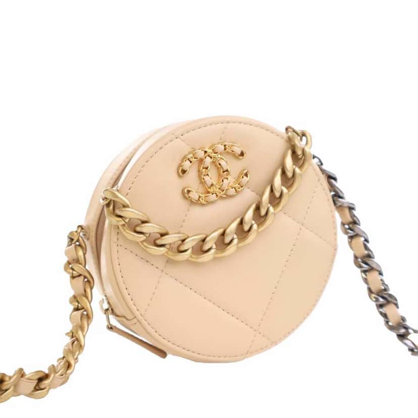 Chanel Calfskin 19 Round Clutch with Chain Brown Leather Good condition - Inside View