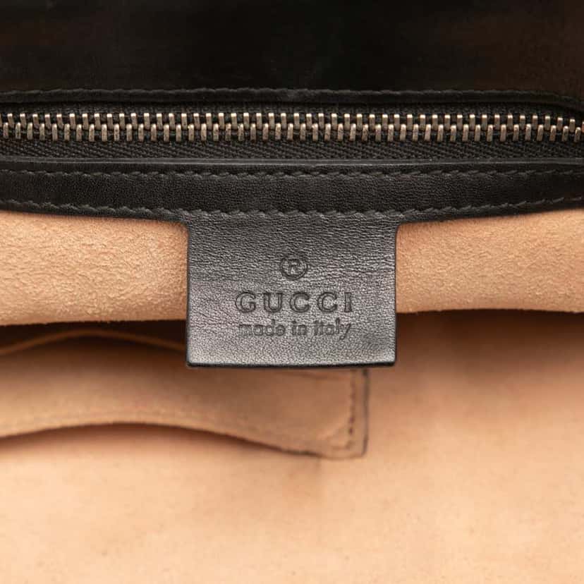Gucci Large Calfskin Dionysus Web Top Handle Bag Black Leather Good condition - Box View