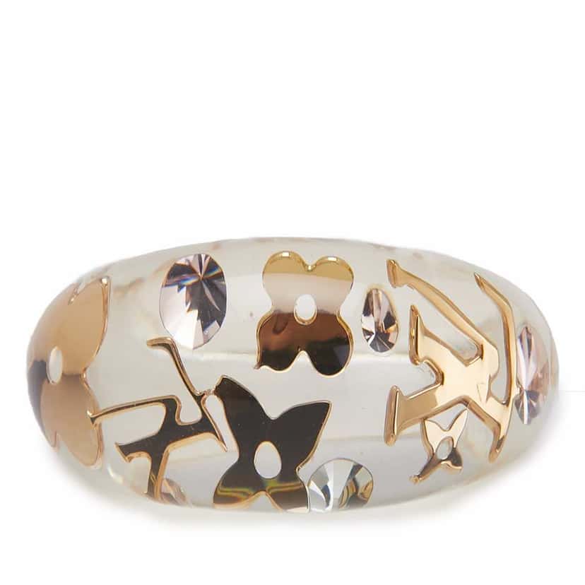 Louis Vuitton Resin and Crystal Monogram Inclusion Ring White Good condition - Front View