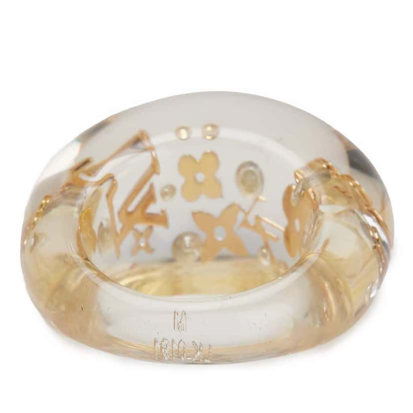 Louis Vuitton Resin and Crystal Monogram Inclusion Ring White Good condition - Back View