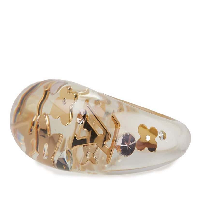 Louis Vuitton Resin and Crystal Monogram Inclusion Ring White Good condition - Model View