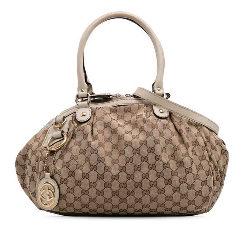 Gucci GG Canvas Sukey Satchel Brown Canvas Good condition - Front View