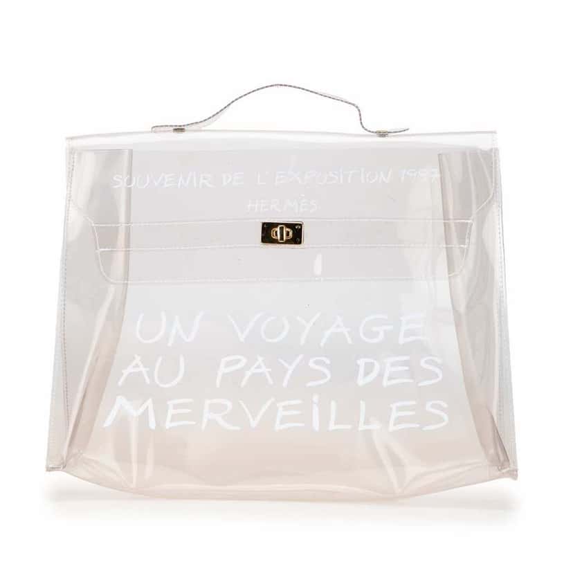 Hermès Vinyl Souvenir De L Exposition Kelly Handbag White Good condition - Front View