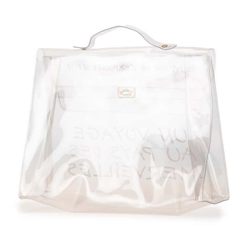 Hermès Vinyl Souvenir De L Exposition Kelly Handbag White Good condition - Back View