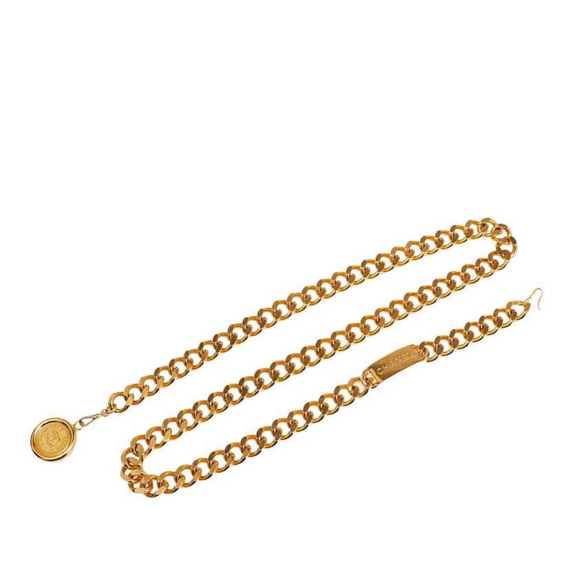 Chanel Gold Plated CC Medallion Chain Belt Gold Metal Good condition - Front View