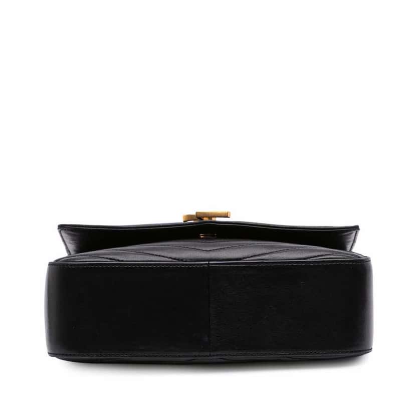 Saint Laurent Medium Chevron Lambskin Monogram Sulpice Bag Black Leather Good condition - Inside View