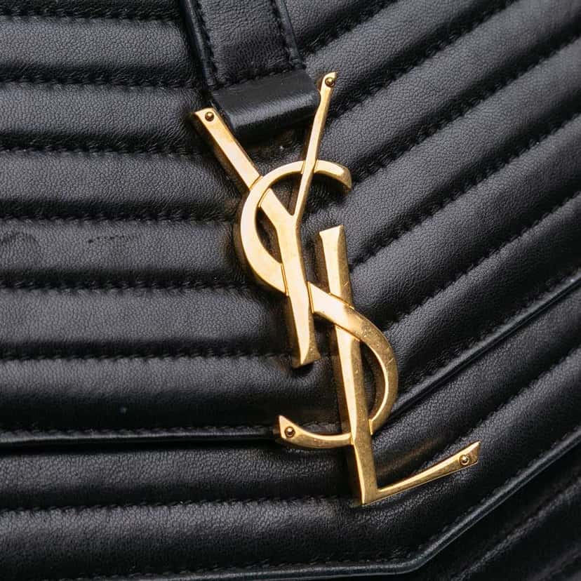 Saint Laurent Medium Chevron Lambskin Monogram Sulpice Bag Black Leather Good condition - Box View