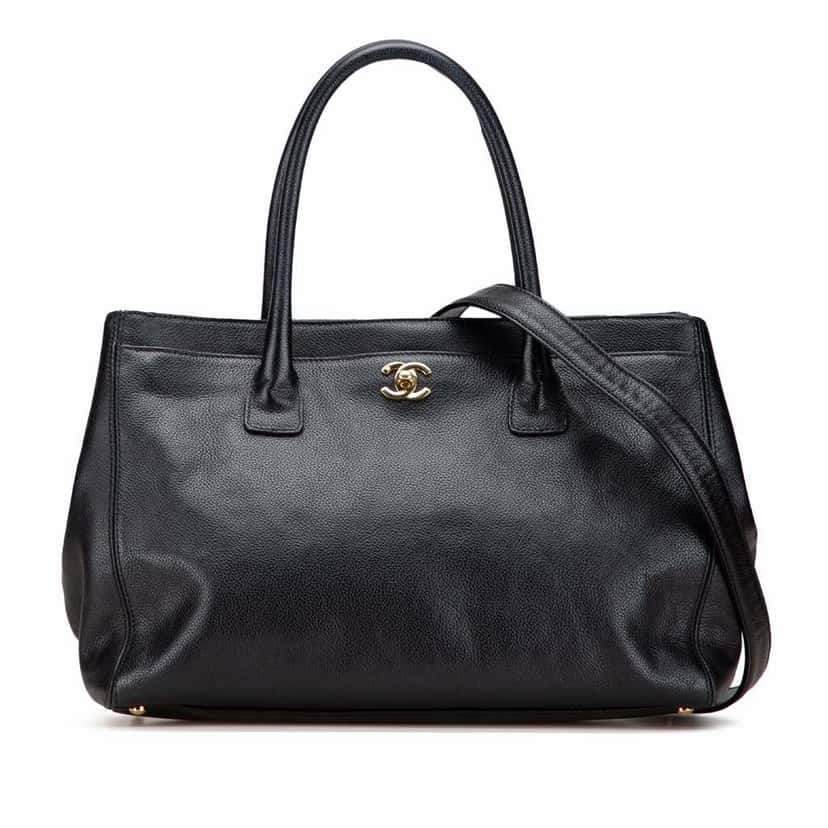 Chanel Medium Calfskin Executive Cerf Tote Black Leather Good condition - Front View
