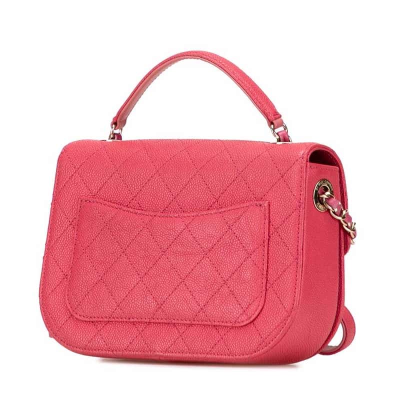 Chanel Small Caviar Paris Cuba Thread Around Flap Pink Leather Good condition - Back View
