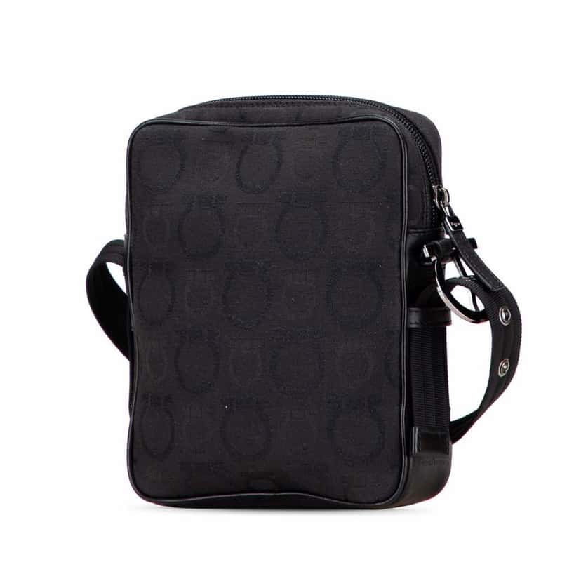Salvatore Ferragamo Gancini Canvas Crossbody Black Canvas Good condition - Back View