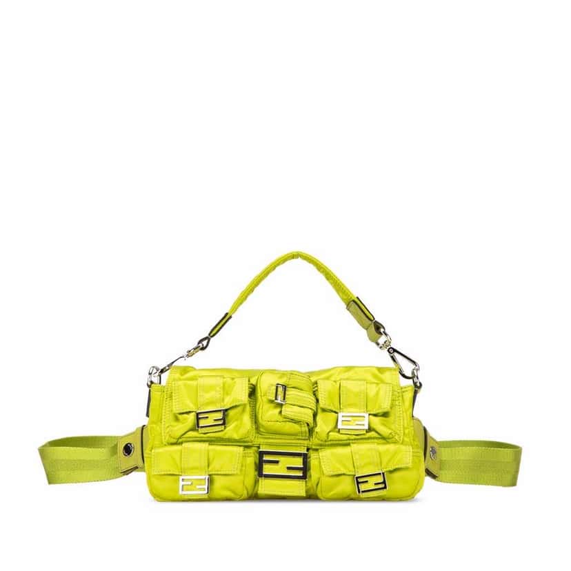 Fendi Nylon Multipocket Convertible Baguette Satchel Green Good condition - Front View