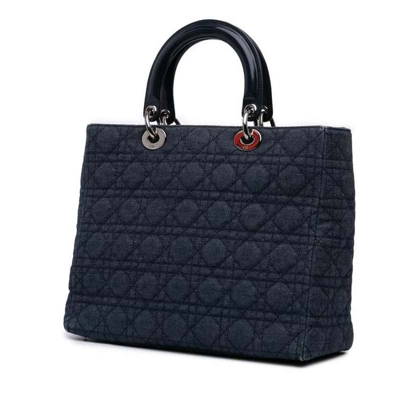 Dior Large Denim Cannage Lady Dior Blue Denim Very good condition - Back View