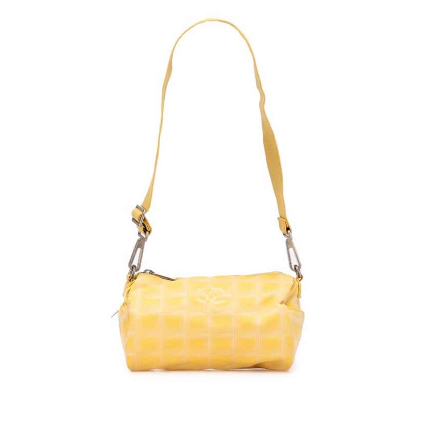Chanel New Travel Line Nylon Barrel Shoulder Bag Yellow Good condition - Front View