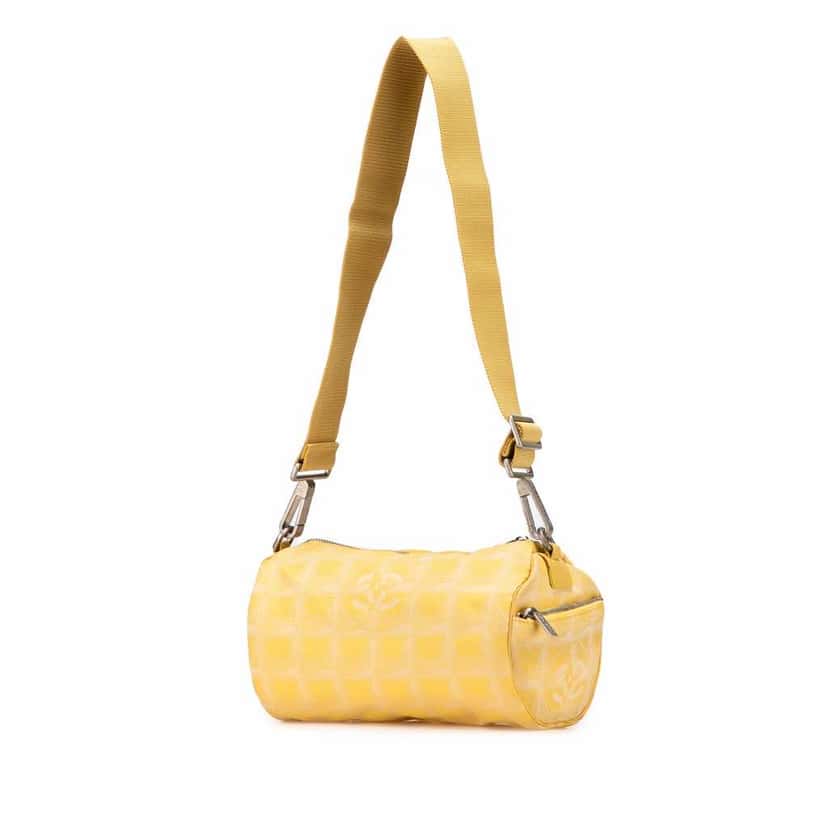 Chanel New Travel Line Nylon Barrel Shoulder Bag Yellow Good condition - Back View