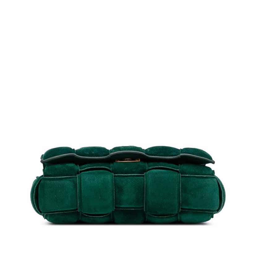 Bottega Veneta Suede Intrecciato Padded Chain Cassette Satchel Green Leather Good condition - Inside View