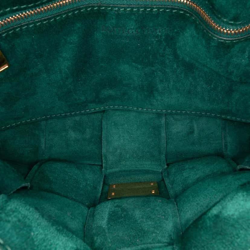 Bottega Veneta Suede Intrecciato Padded Chain Cassette Satchel Green Leather Good condition - Model View