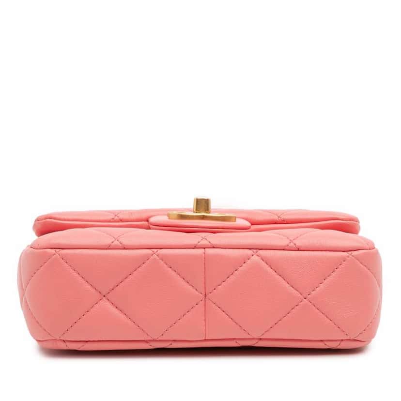 Chanel Mini Lambskin Pending CC Flap Pink Leather Good condition - Inside View
