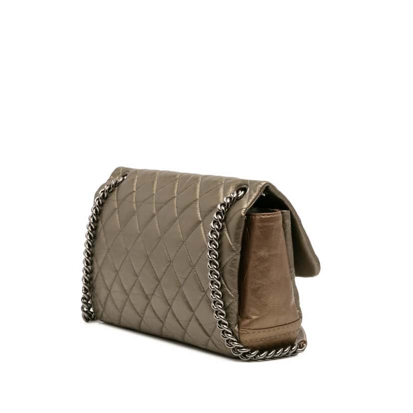 Chanel Small Aged Calfskin Lady Pearly Flap Brown Leather Good condition - Back View