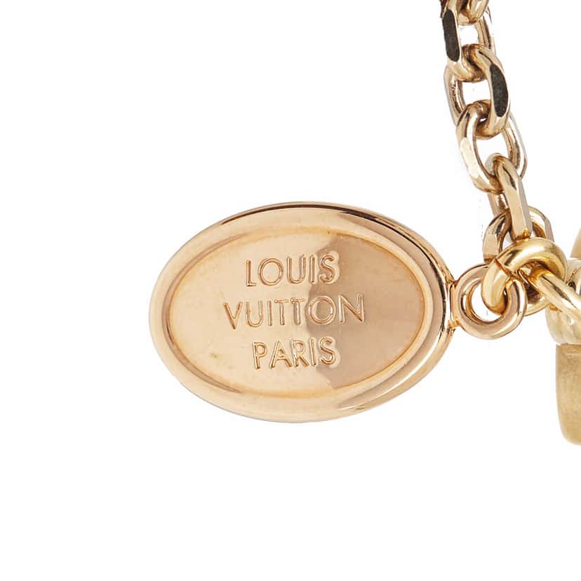 Louis Vuitton Gold Plated and Resin Gift Box Key Ring and Bag Charm Gold Metal Good condition - Inside View