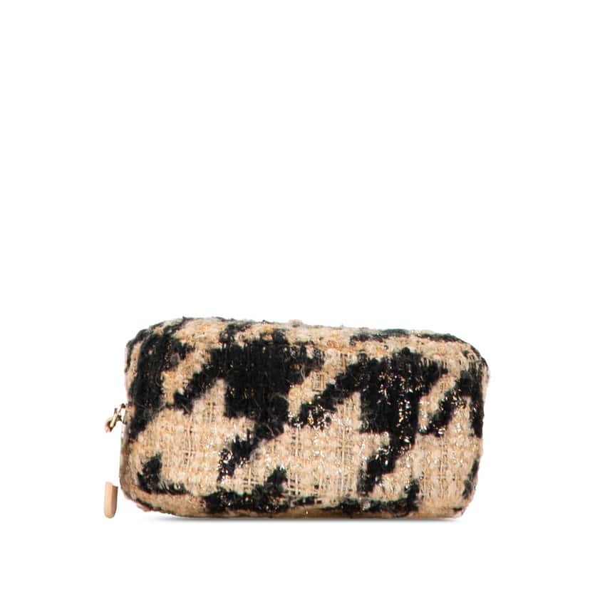 Chanel Tweed 19 Round Clutch with Chain and Coin Purse Brown Tweed Very good condition - Inside View