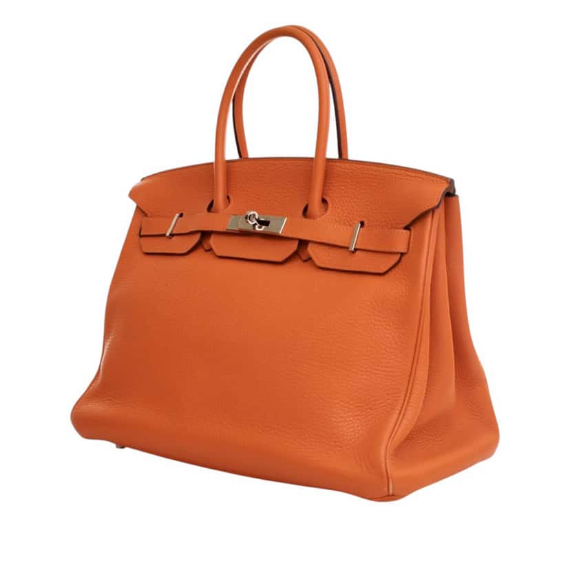 Hermès Togo Birkin Retourne 35 Orange Leather Good condition - Back View