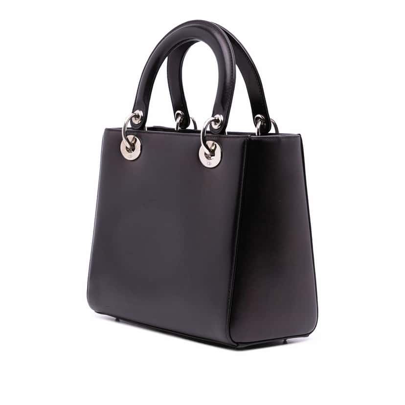 Dior Medium Calfskin Pockets Lady Dior Black Leather Good condition - Back View