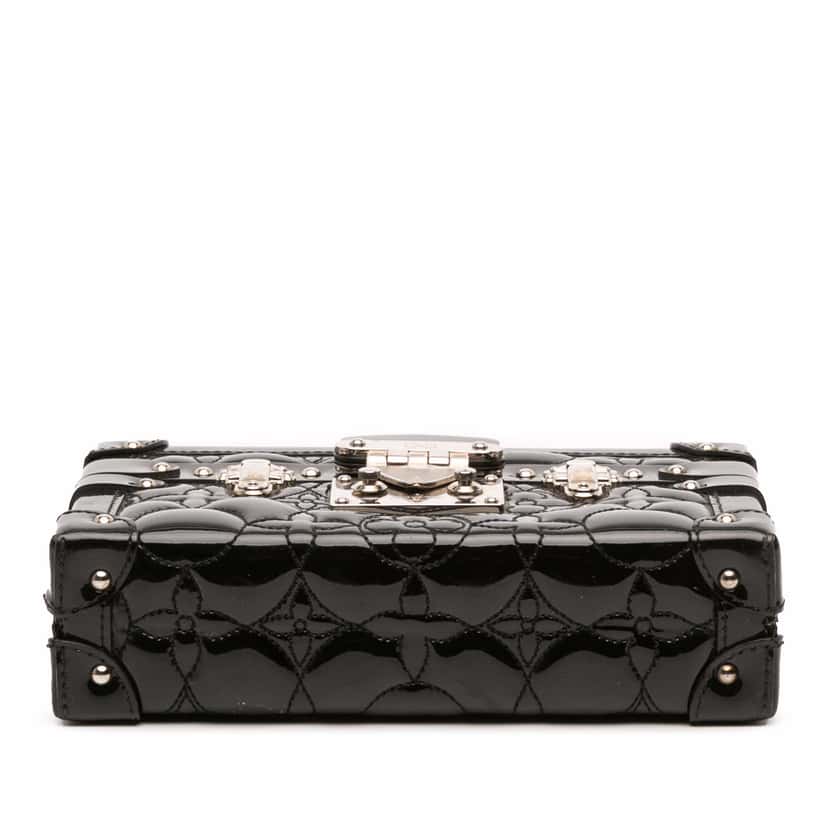 Louis Vuitton Monogram Vernis Fleur Petite Malle Black Leather Good condition - Inside View