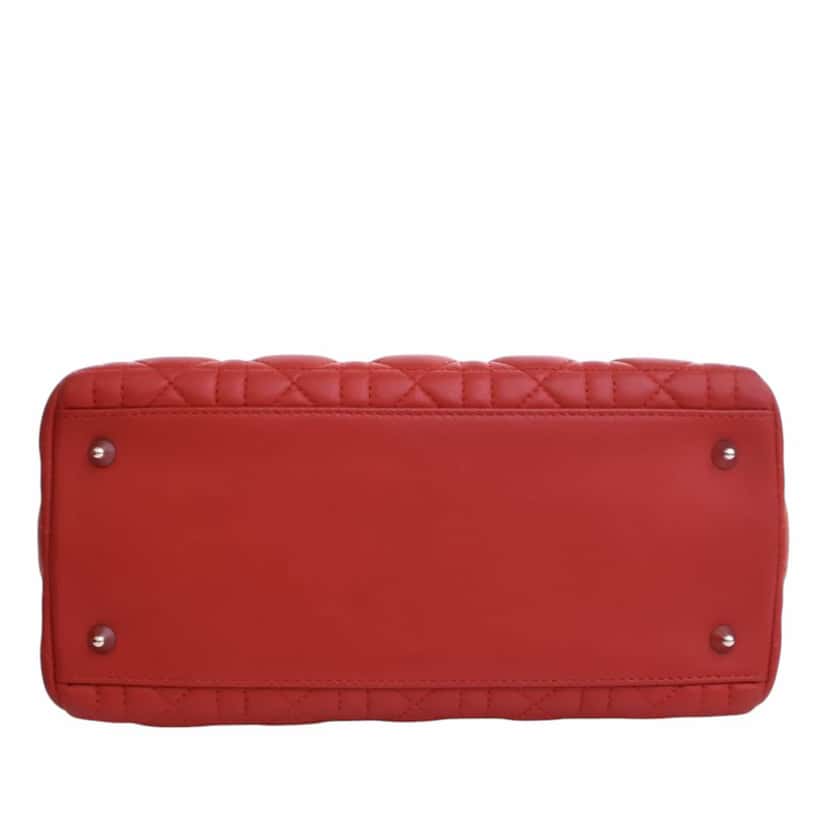 Dior Medium Lambskin Cannage Lady Dior Red Leather Good condition - Box View