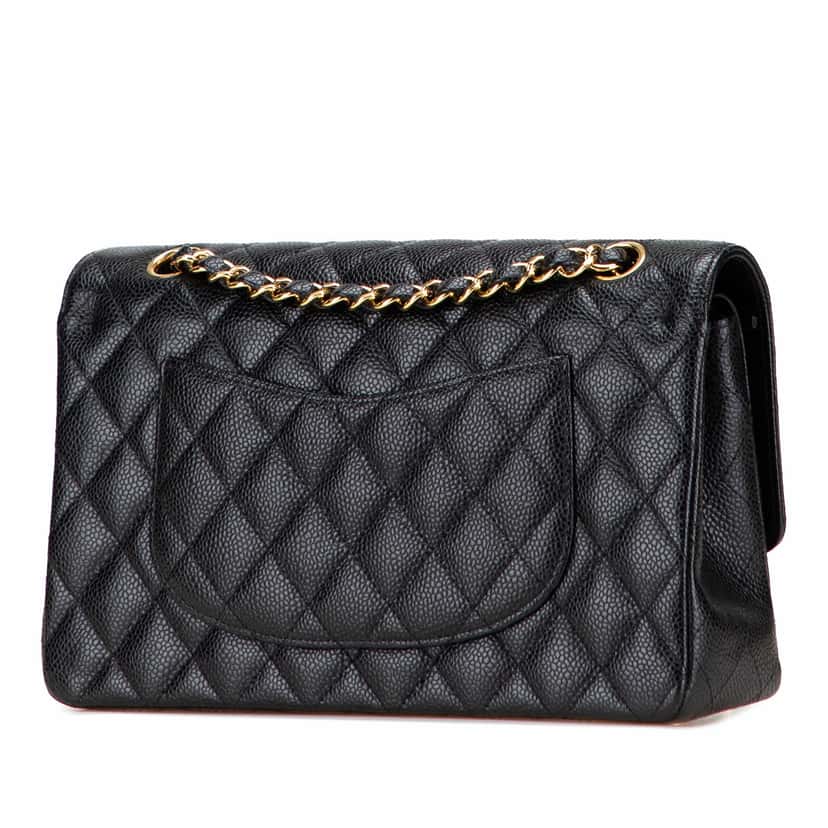 Chanel Medium Classic Caviar Double Flap Black Leather Good condition - Back View