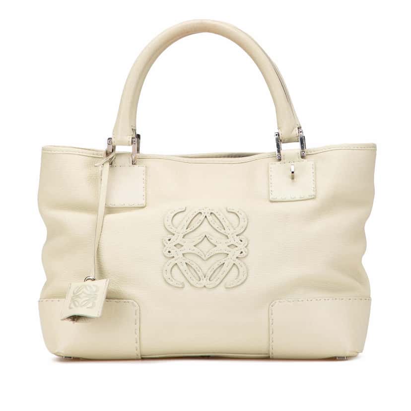Loewe Leather Fusta 30 Tote White Leather Good condition - Front View