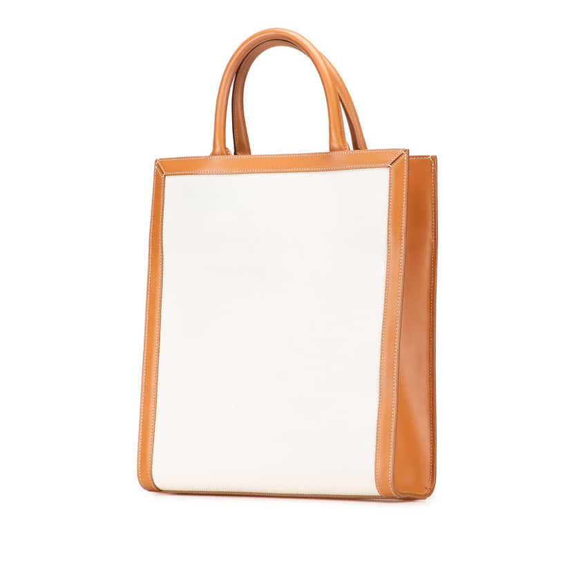 Celine Small Canvas Vertical Cabas Satchel Brown Canvas Good condition - Back View