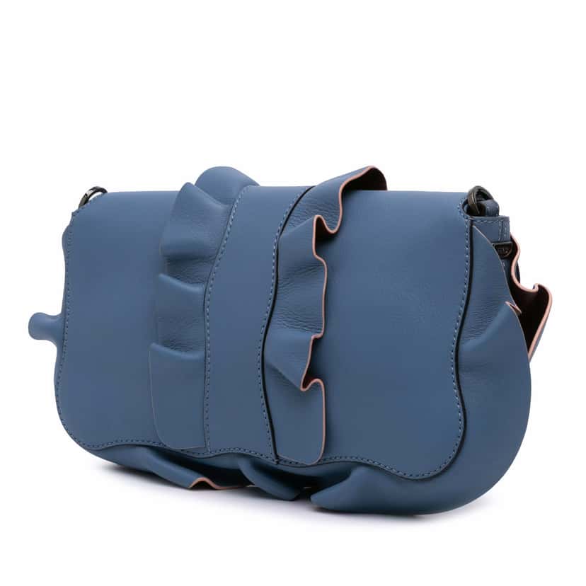 Fendi Medium Calfskin Waves Baguette Blue Leather Good condition - Back View